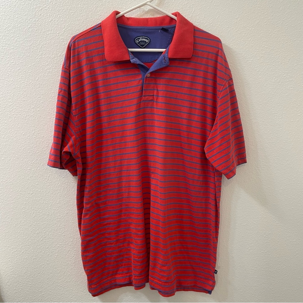 Callaway striped polo red extra large